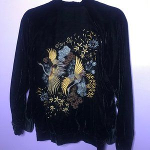 MNG Suit Black Velour Embroidered Jacket